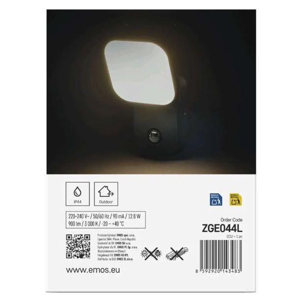 STENSKA VRTNA SVETILKA EMOS LED 12.8W,IP44, 900LM WALL MOUNTED