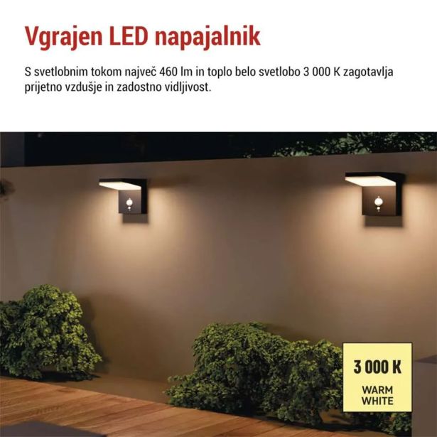 STENSKA VRTNA SVETILKA EMOS LED IP44,SOLAR, WALL MOUNTED