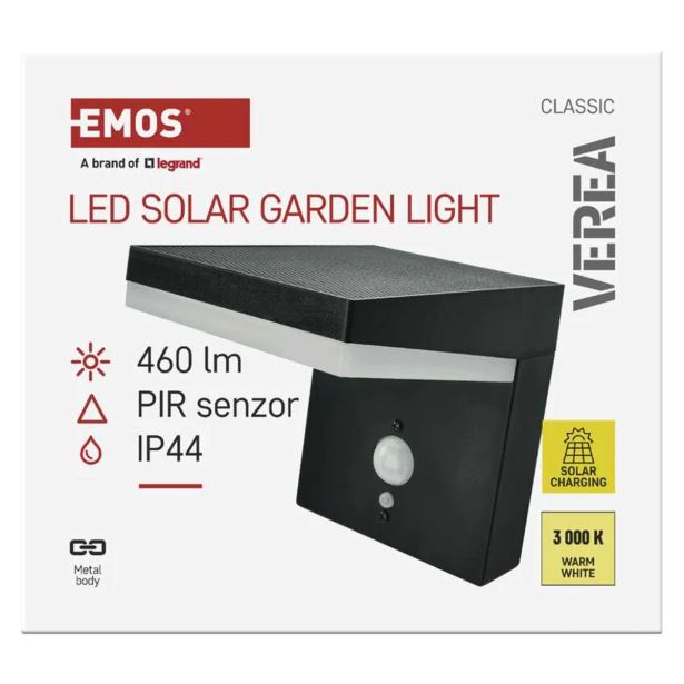 STENSKA VRTNA SVETILKA EMOS LED IP44,SOLAR, WALL MOUNTED