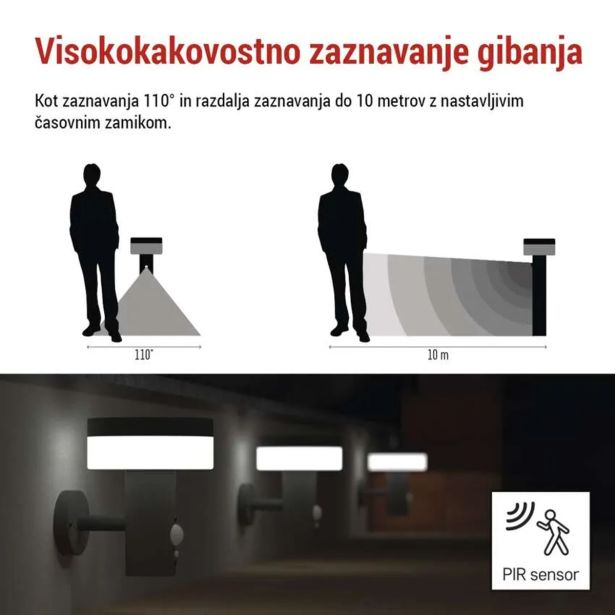 STENSKA VRTNA SVETILKA EMOS TERION S PIR SENZORJEM 12.5 X 14.7 X 14.6 CM