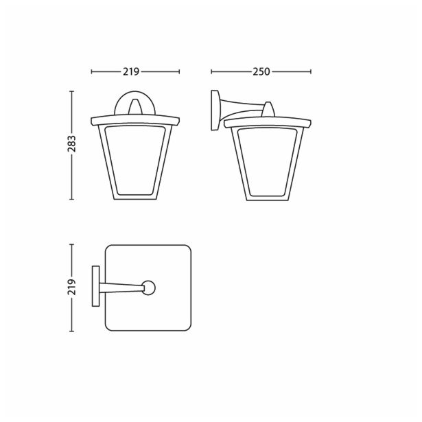 STENSKA VRTNA SVETILKA PHILIPS COTTAGE 1X4.5W LED 15481/30/16 ČRNA