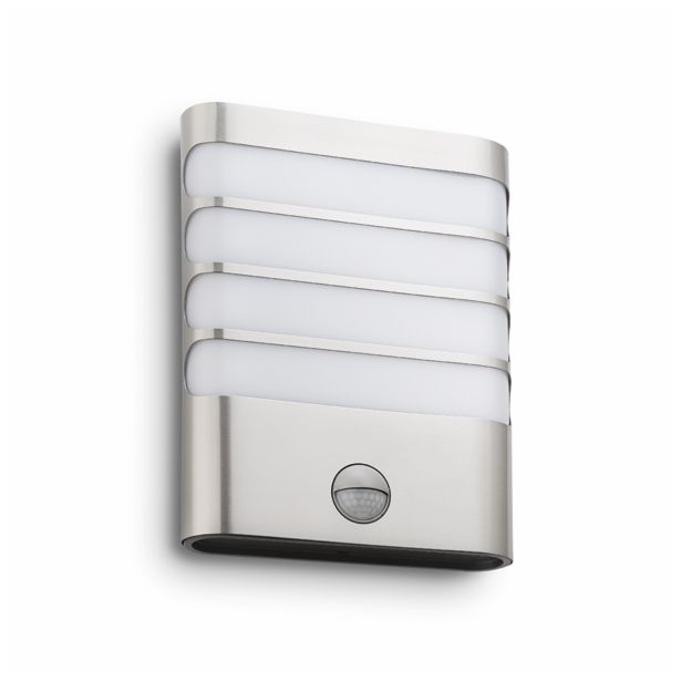 STENSKA VRTNA SVETILKA PHILIPS RACCON 1X3W S SENZORJEM INOX, LED