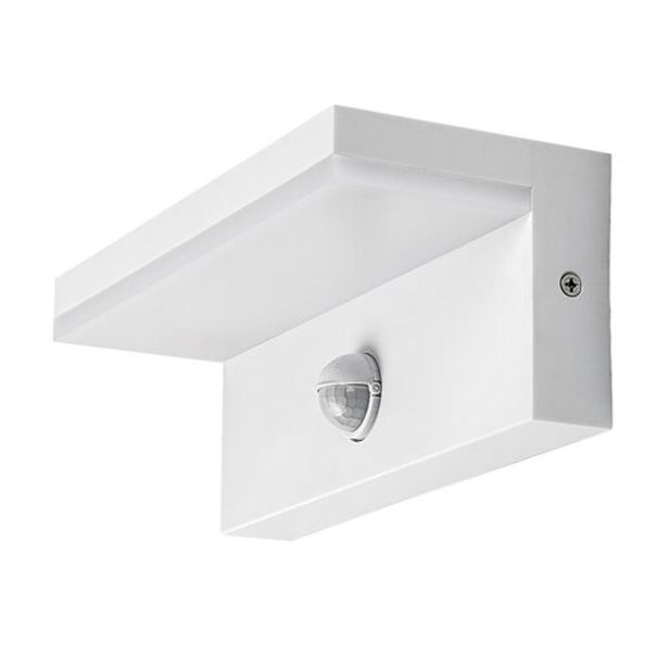 STENSKA VRTNA SVETILKA RABALUX ZARAGOZA LED S SENZORJEM 9W BELA IP54