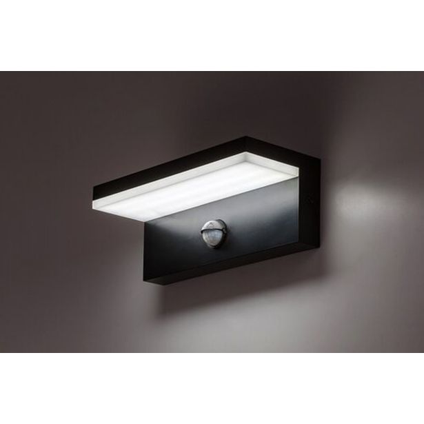 STENSKA VRTNA SVETILKA RABALUX ZARAGOZA LED S SENZORJEM 9W ČRNA IP54