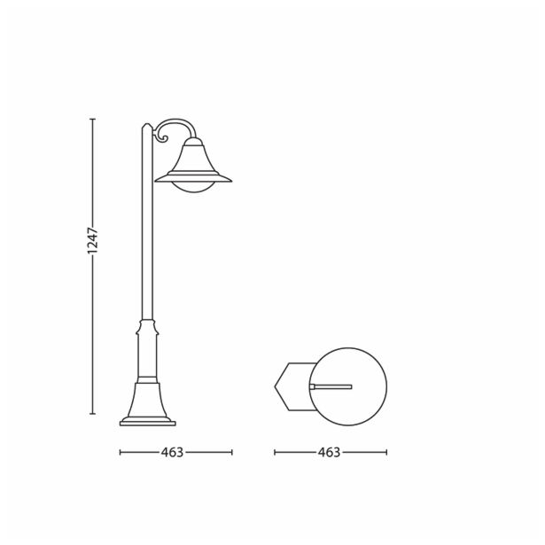 STOJEČA VRTNA SVETILKA PHILIPS 15213/42/16 PROVENCE 1X23W E27 ČRNA