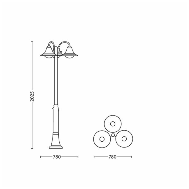 STOJEČA VRTNA SVETILKA PHILIPS 15215/42/16 PROVENCE 3X23W E27 ČRNA