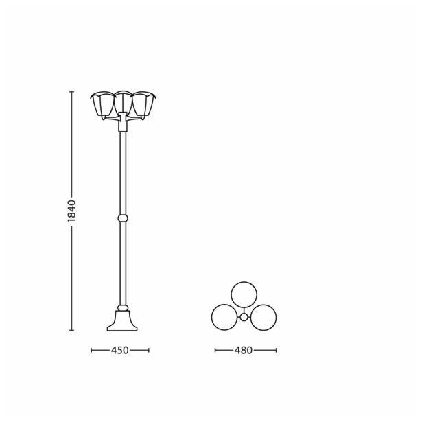 STOJEČA VRTNA SVETILKA PHILIPS 15385/31/16 CREEK 3X60W E27 BELA