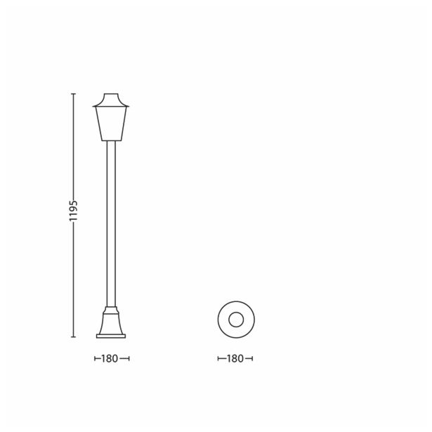 STOJEČA VRTNA SVETILKA PHILIPS 15403/86/16 HEDGE 1X53W E27 RJA