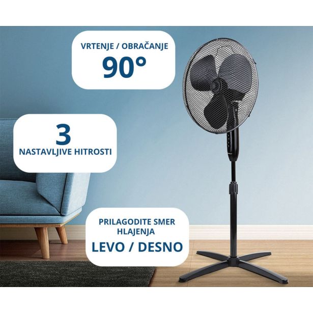 STOJEČI VENTILATOR PLATINET PSF1616 16" (41CM) ČRN