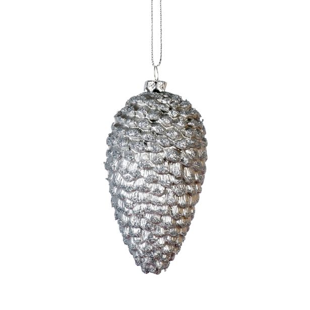 OKRASEK ZA JELKO GLOSSTYLE STORŽI 9 CM SREBRNI 3 KOSI