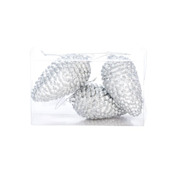 OKRASEK ZA JELKO GLOSSTYLE STORŽI 9 CM SREBRNI 3 KOSI