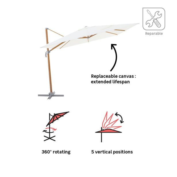 SENČNIK NATERIAL STRAN. AGORA 290X290 BEL ALU, JEKLO 250G