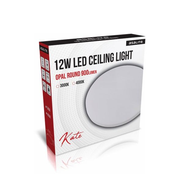 STROPNA LED LUČ, OKROGLA, 12W OPAL, 3000K, 900LM