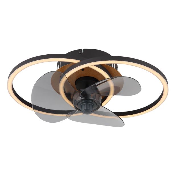 STROPNI VENTILATOR GLOBO KAREN KOVINSKI ČRN MAT LED 42CM