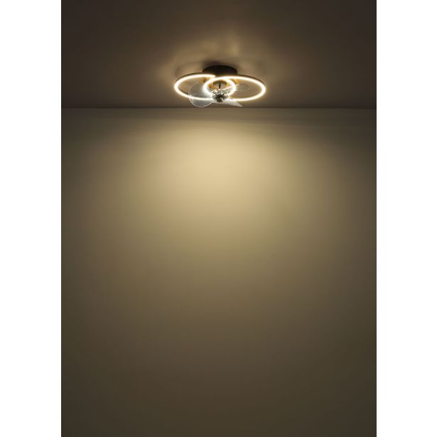 STROPNI VENTILATOR GLOBO KAREN KOVINSKI ČRN MAT LED 42CM