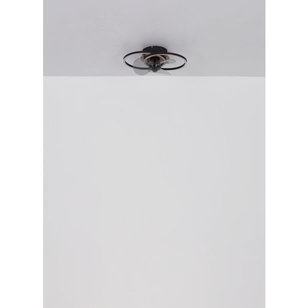 STROPNI VENTILATOR GLOBO KAREN KOVINSKI ČRN MAT LED 42CM