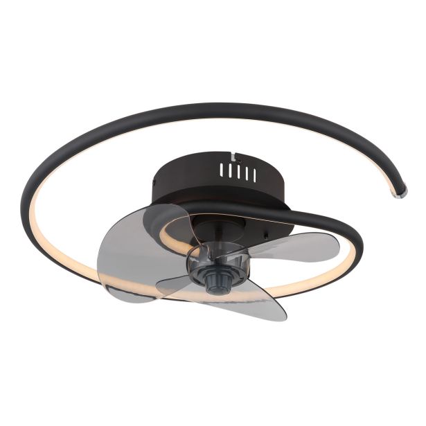 STROPNI VENTILATOR GLOBO KOREN KOVINSKI ČRN MAT LED 45CM