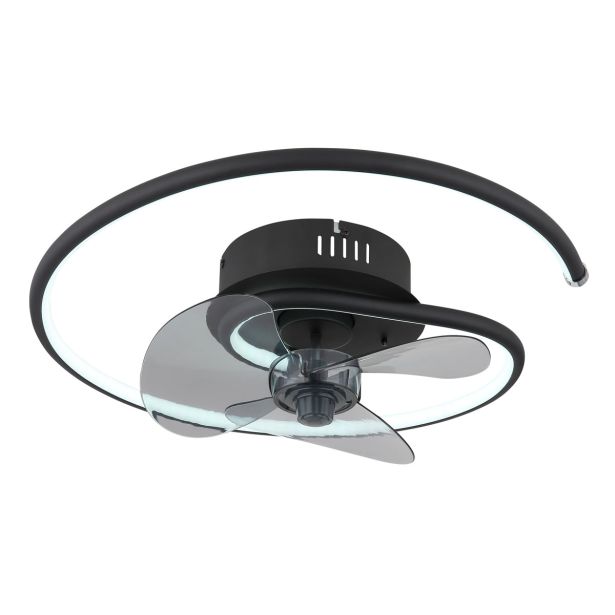 STROPNI VENTILATOR GLOBO KOREN KOVINSKI ČRN MAT LED 45CM