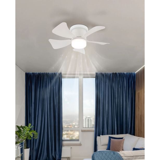 STROPNI VENTILATOR GLOBO KOVINSKI BEL MAT LED