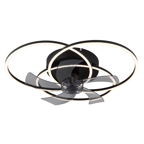 STROPNI VENTILATOR GLOBO KOVINSKI ČRNO MAT LED