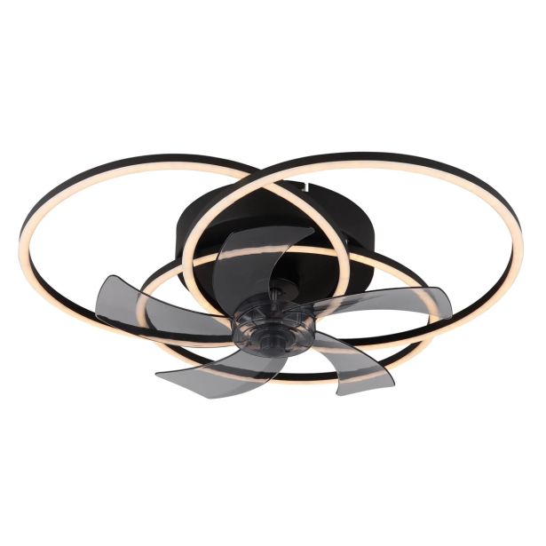 STROPNI VENTILATOR GLOBO KOVINSKI ČRNO MAT LED