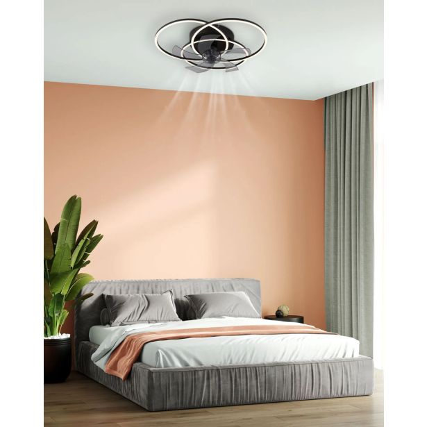 STROPNI VENTILATOR GLOBO KOVINSKI ČRNO MAT LED