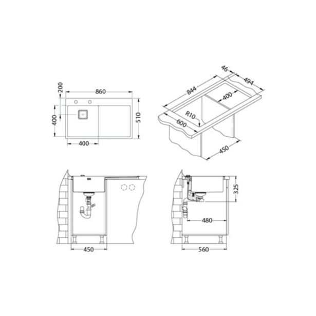 NERJAVNO POMIVALNO KORITO ALVEUS STYLUX 50 L ALVEUS