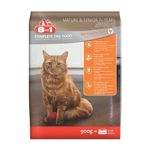 SUHA HRANA ZA MAČKA 8 IN 1 BRIKETI 8IN1 ZA STAREJŠE MAČKE, 900 G
