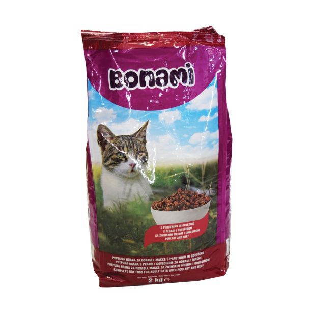 SUHA HRANA ZA MAČKA BONAMI BRIKETI MAČKE, PERUTNINA IN GOVEDINA, 2 KG