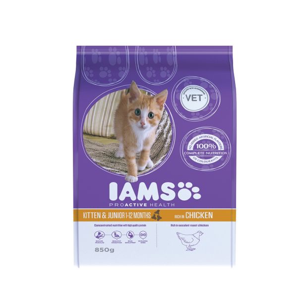 SUHA HRANA ZA MAČKA IAMS BRIKETI, MLADE MAČKE PIŠČANEC, 850G