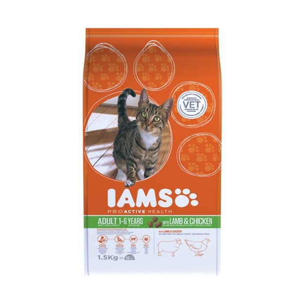 SUHA HRANA ZA MAČKA IAMS BRIKETI, ODRASLE MAČKE JAGNJETINA, 1.5KG