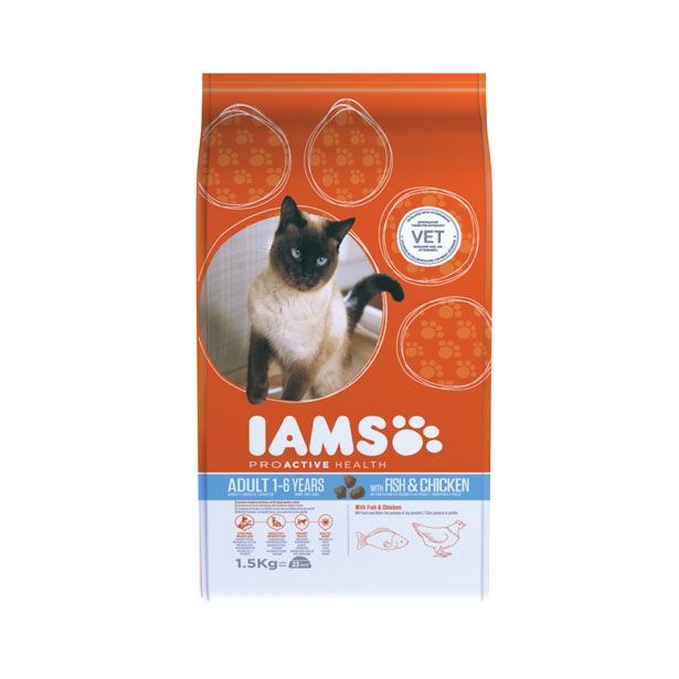 SUHA HRANA ZA MAČKA IAMS BRIKETI, ODRASLE MAČKE OCEANSKA RIBA, 1.5KG