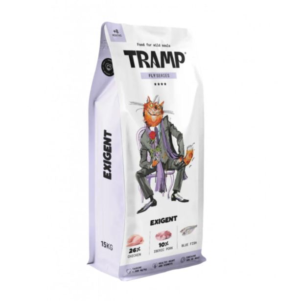 SUHA HRANA ZA MAČKE TRAMP FLY EXIGENTPREMIUM SUHA HRANA ZA IZBIRČNE MAČKE Z VISOKIMI PREHRANSKIMI ZAHTEVAMI, 3 KG