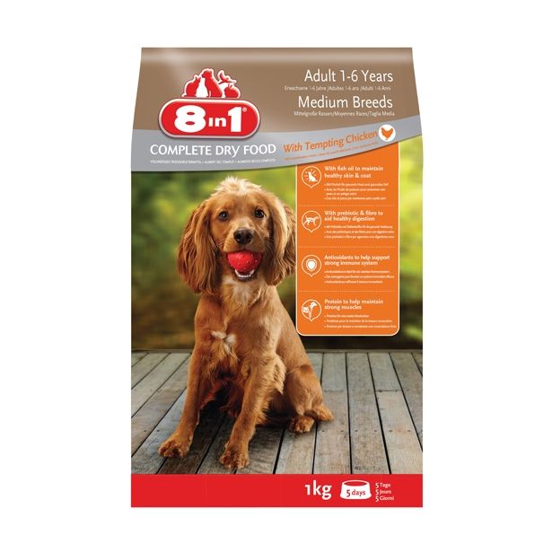 SUHA HRANA ZA PSA 8 IN 1 BRIKETI 8IN1 ZA SREDNJE ODRASLE PSE, 1 KG