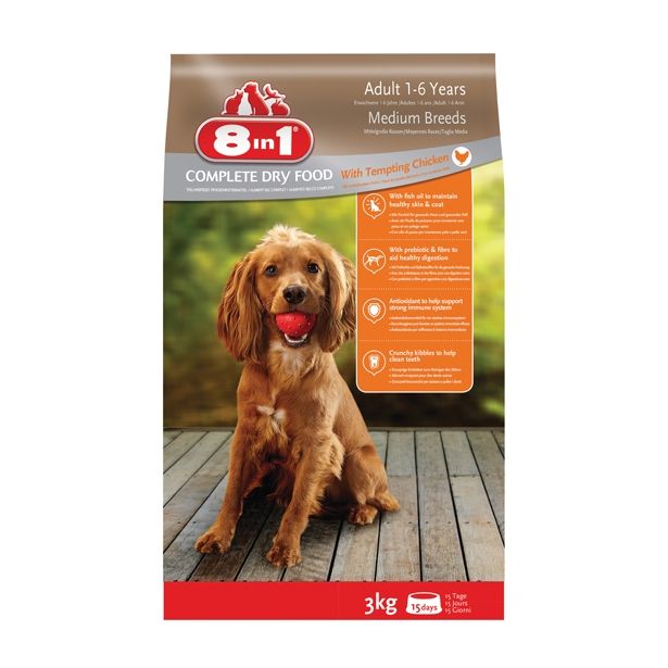 SUHA HRANA ZA PSA 8 IN 1 BRIKETI 8IN1 ZA SREDNJE ODRASLE PSE, 3 KG