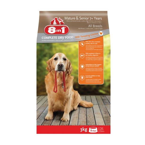 SUHA HRANA ZA PSA 8 IN 1 BRIKETI 8IN1 ZA STAREJŠE PSE, 3 KG