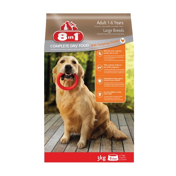 SUHA HRANA ZA PSA 8 IN 1 BRIKETI 8IN1 ZA VELIKE ODRASLE PSE, 3 KG