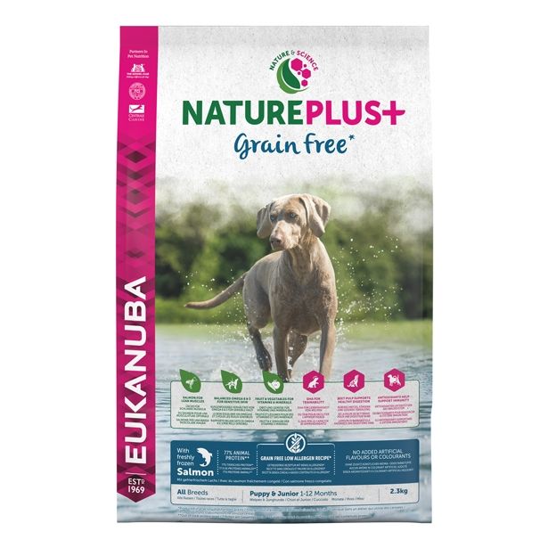 SUHA HRANA ZA PSA EUKANUBA BRIKETI GF MLADI PSI LOSOS 2.3 KG