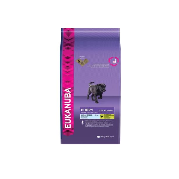 SUHA HRANA ZA PSA EUKANUBA BRIKETI VELIKE PASME MLADI PSI, 15KG