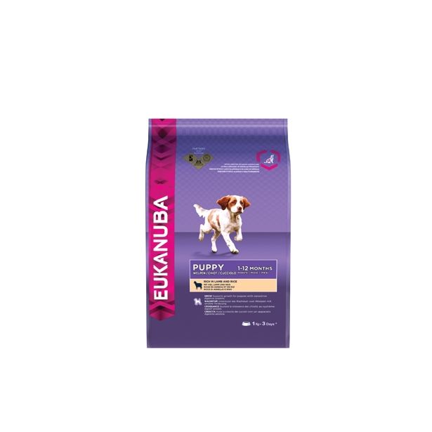 SUHA HRANA ZA PSA EUKANUBA BRIKETI VSE PASME, MLADI PSI, JAGNETINA/RIŽ, 1KG