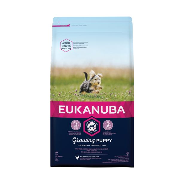 SUHA HRANA ZA PSA EUKANUBA BRIKETI ZELO MAJHNE PASME MLADI PSI, 2KG