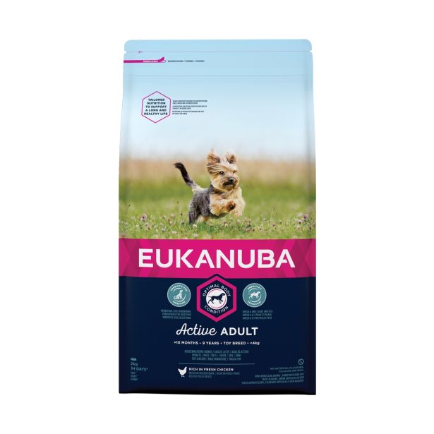SUHA HRANA ZA PSA EUKANUBA BRIKETI ZELO MAJHNE PASME ODRASLI PSI, 2KG