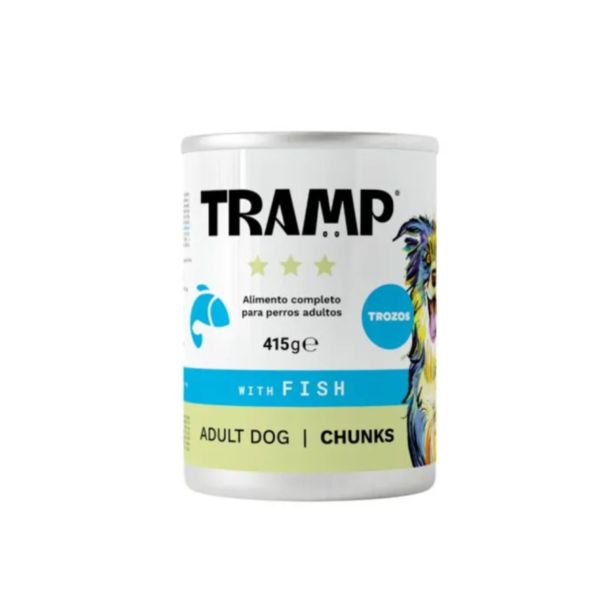 SUHA HRANA ZA PSE TRAMP 3* DOG CHUNKS WITH FISHKOŠČKI RIBE ZA ODRASLE PSE, 8 X 415 G