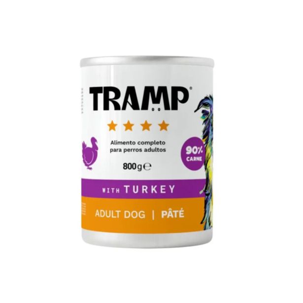MOKRA HRANA ZA PSE TRAMP 4* DOG PATE WITH TURKEYPAŠTETA ZA ODRASLE PSE S PURANOM, 6 X 800 G