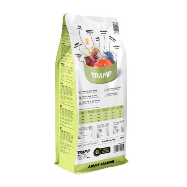 SUHA HRANA ZA PSE TRAMP ROC ADULT SALMON SUHA HRANA ZA ODRASLE PSE Z LOSOSOM, 15 KG