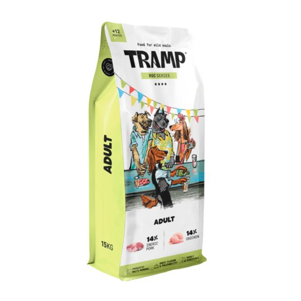 SUHA HRANA ZA PSE TRAMP ROC ADULT SUHA HRANA ZA ODRASLE PSE Z IBERSKO SVINJINO, 15 KG