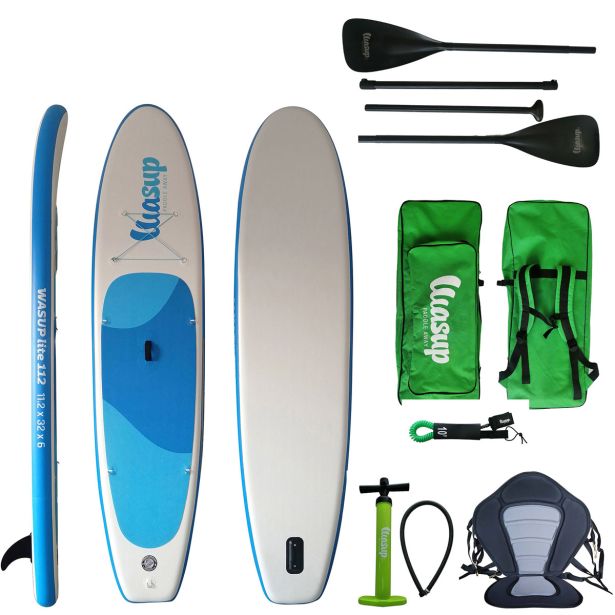 SUP DESKA WASUP 112 LITE 11.2X32X6 KOMPLET S KAJAK VESLOM IN SEDEŽEM