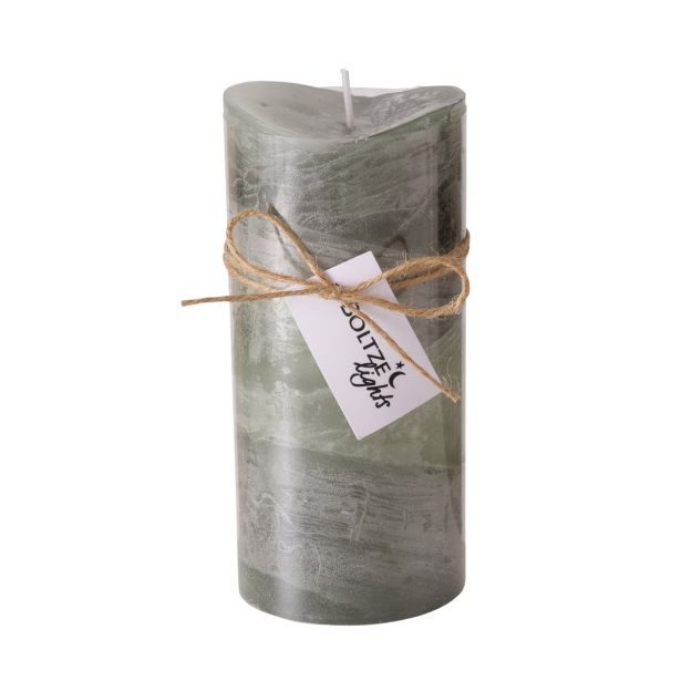 SVEČA BOLTZE BEŽ/ZELENA, VIŠINA 15 CM FI 7 CM, SORT