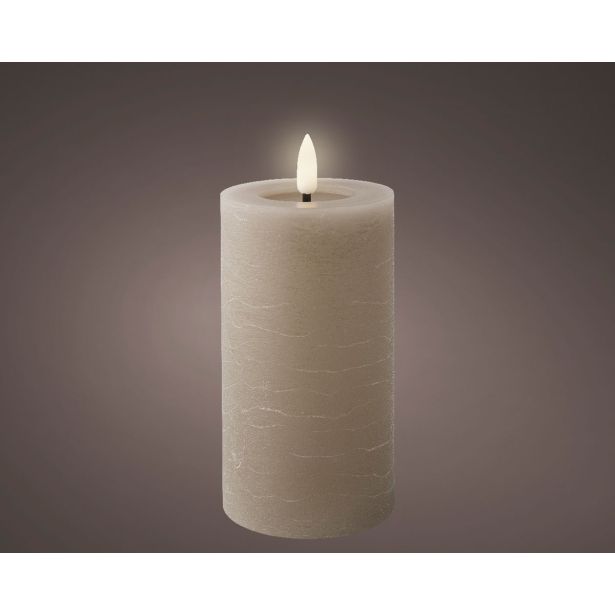 SVEČA BREZ PLAMENA LUMINEO SVETLO SIVA H15 CM, FI 7 CM