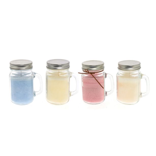 SVEČA V KOZARCU 13.5X8CM Z ROČAJEM IN POKROVOM